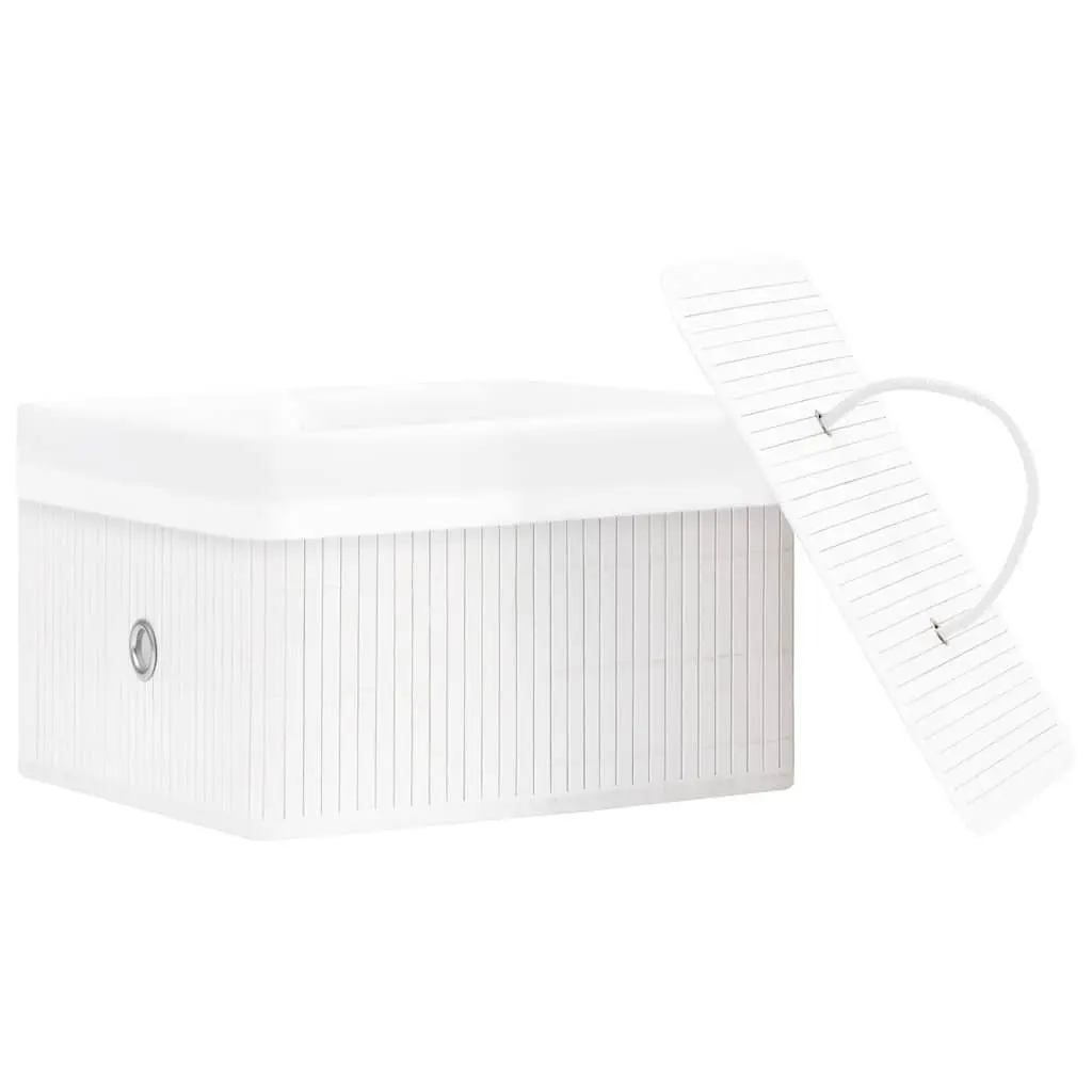 Set of 4 Durable Bamboo Storage Boxes in White