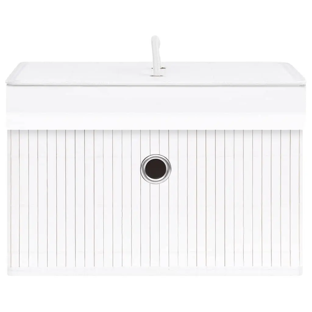 Set of 4 Durable Bamboo Storage Boxes in White