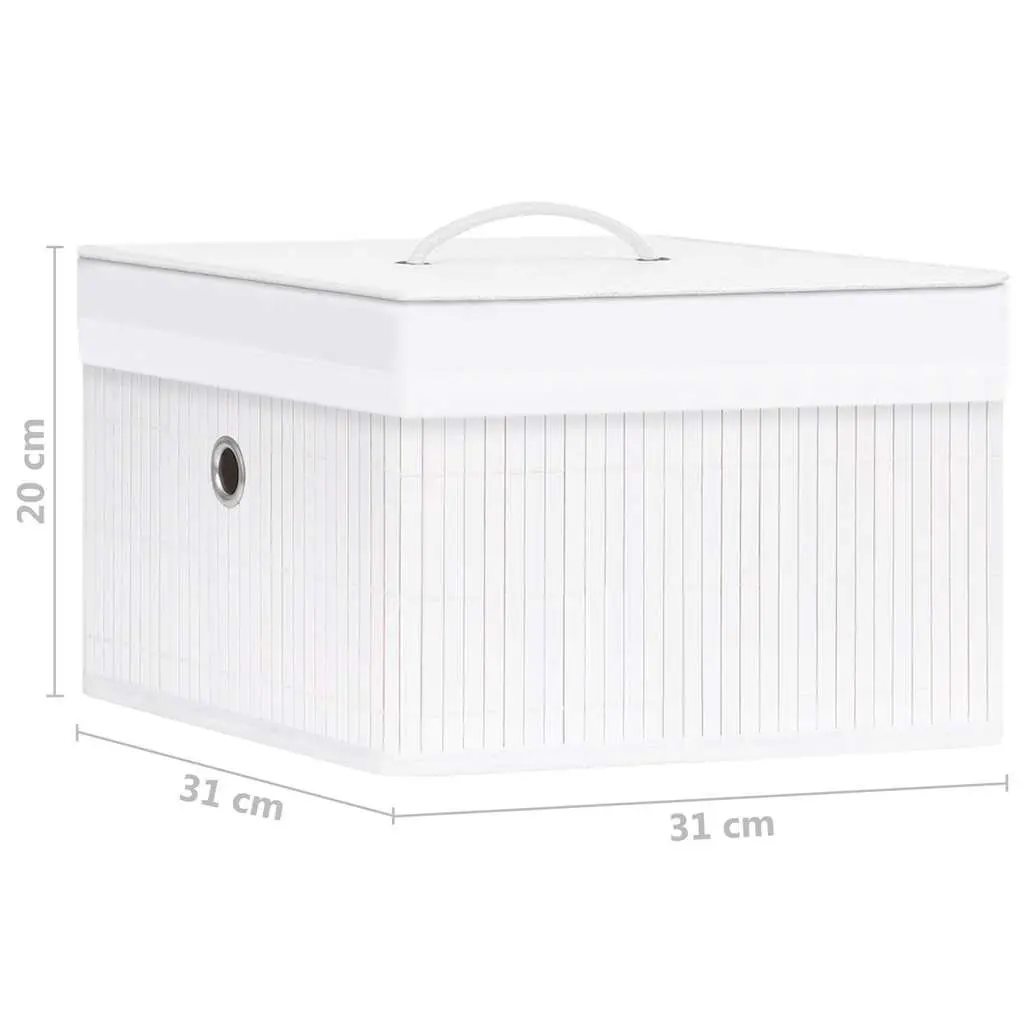 Set of 4 Durable Bamboo Storage Boxes in White