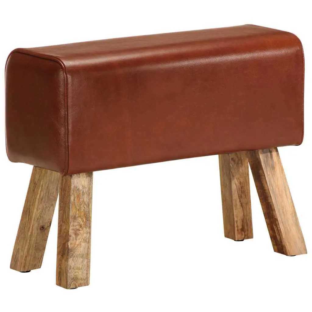 Gym Bok Bench with Leather Seat and Solid Wood Legs