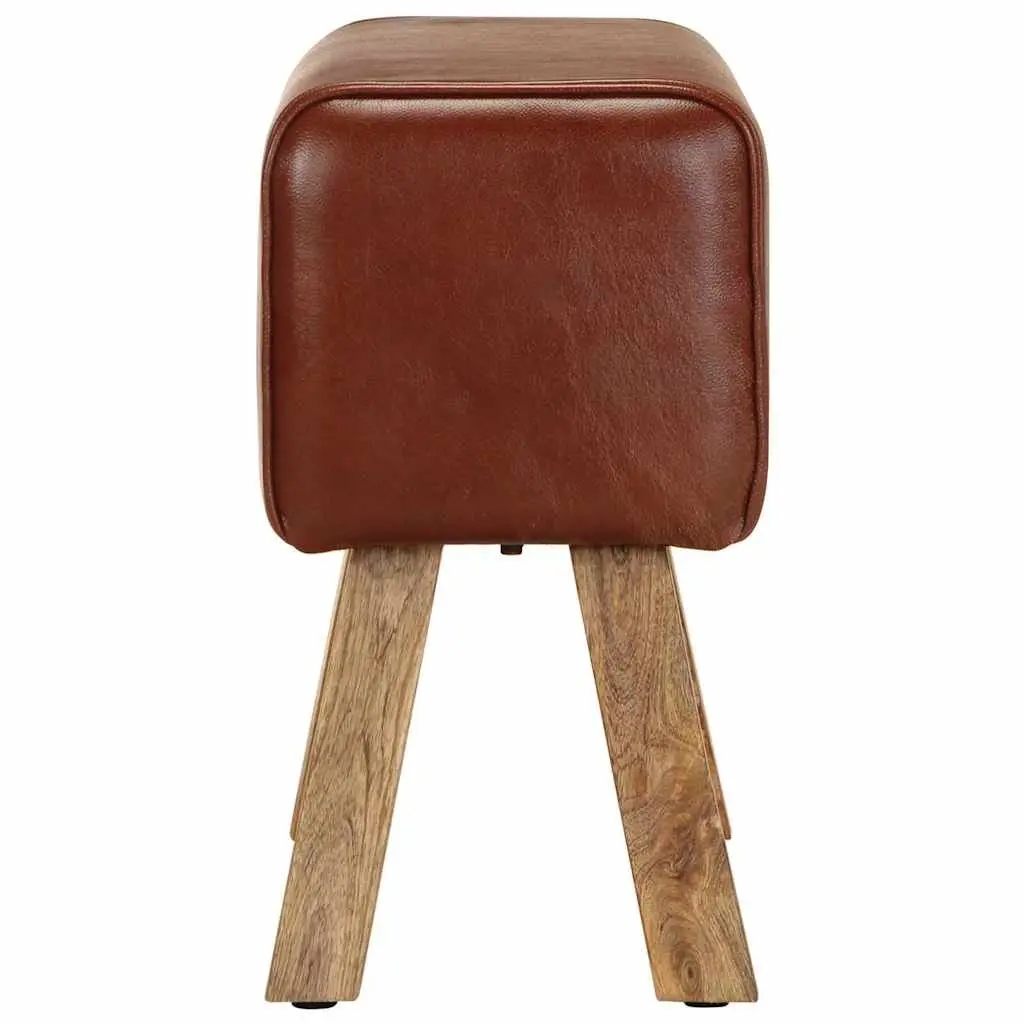 Gym Bok Bench with Leather Seat and Solid Wood Legs