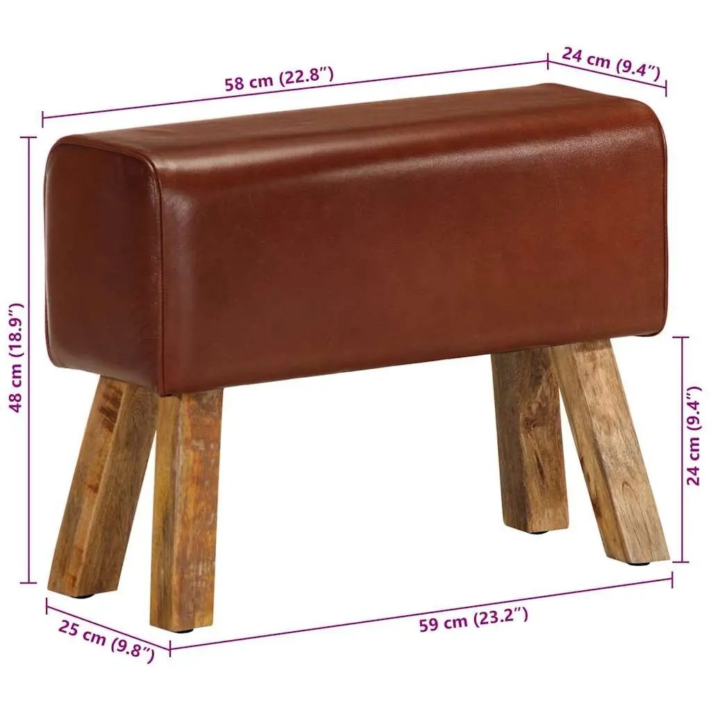 Gym Bok Bench with Leather Seat and Solid Wood Legs