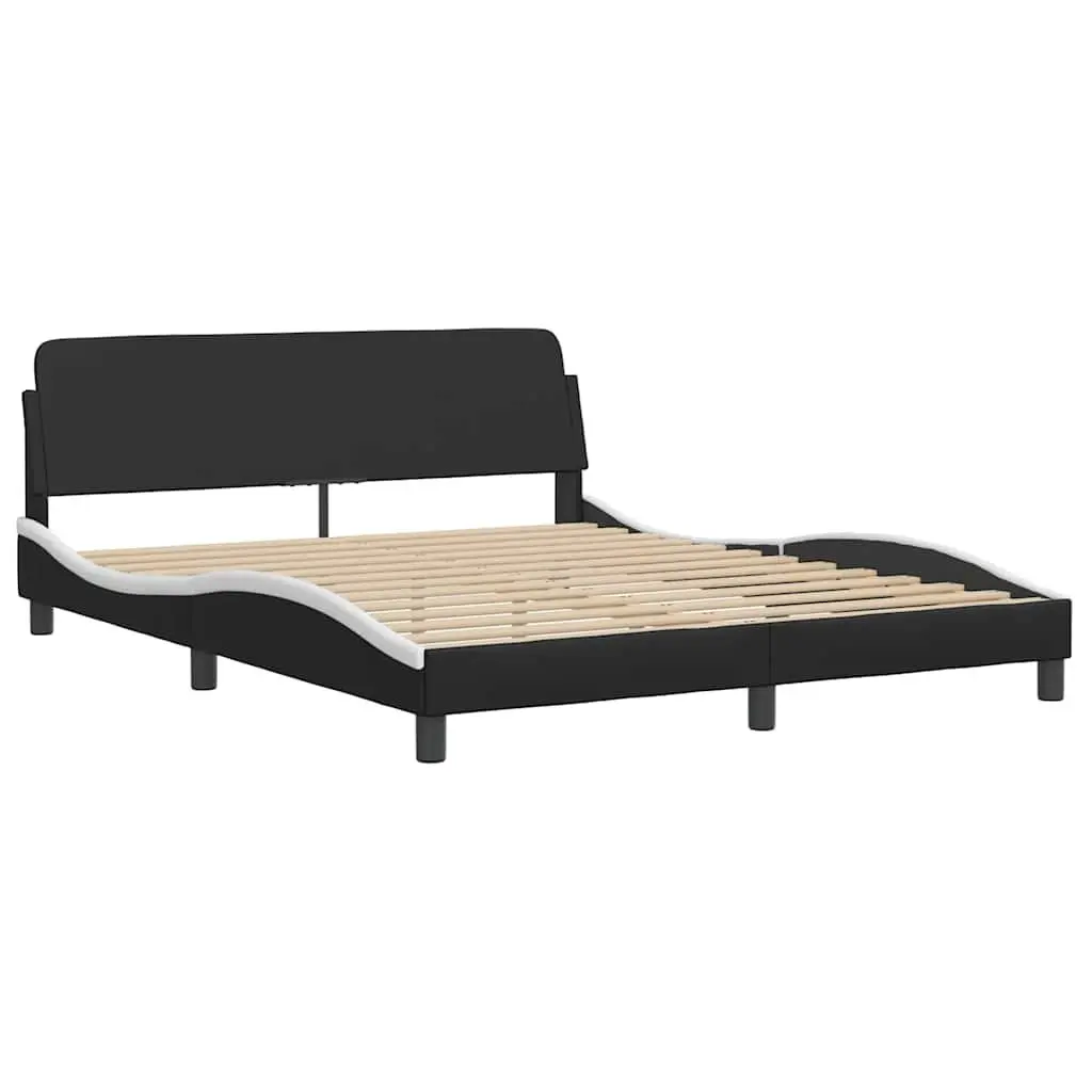 Queen Bed Frame Faux Leather 152x203cm Black White
