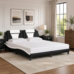Stylish King Bed Frame 180x200 cm with Faux Leather Headboard