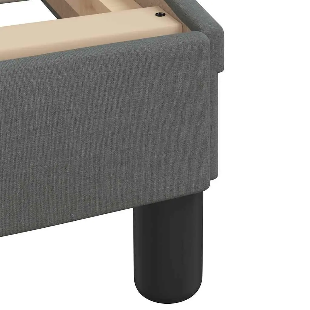 Grey Fabric Bed Frame with Cushioned Headboard