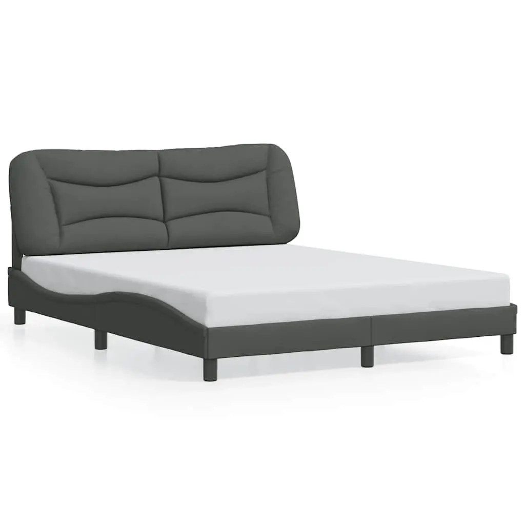 Grey Fabric Queen Bed Frame with Headboard