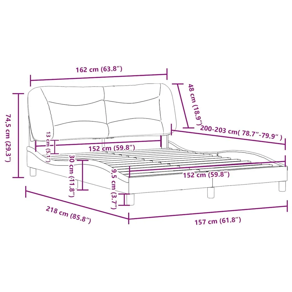 Grey Fabric Queen Bed Frame with Headboard