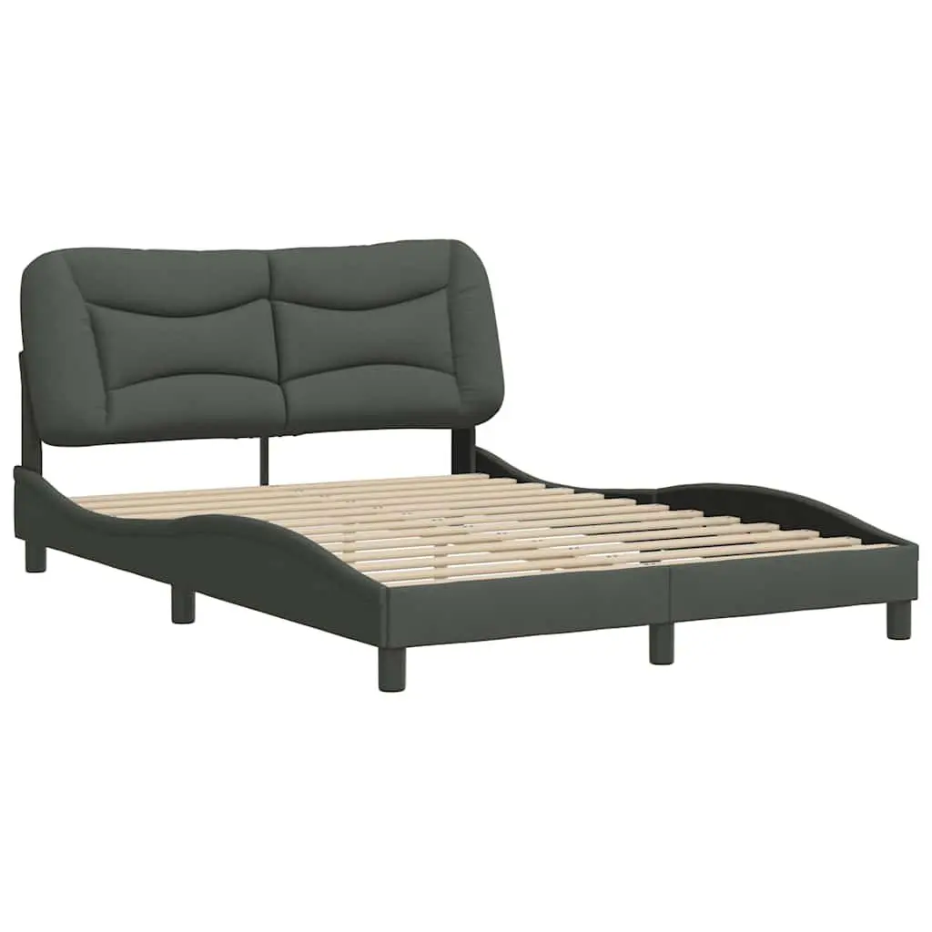 Grey Fabric Queen Bed Frame with Headboard