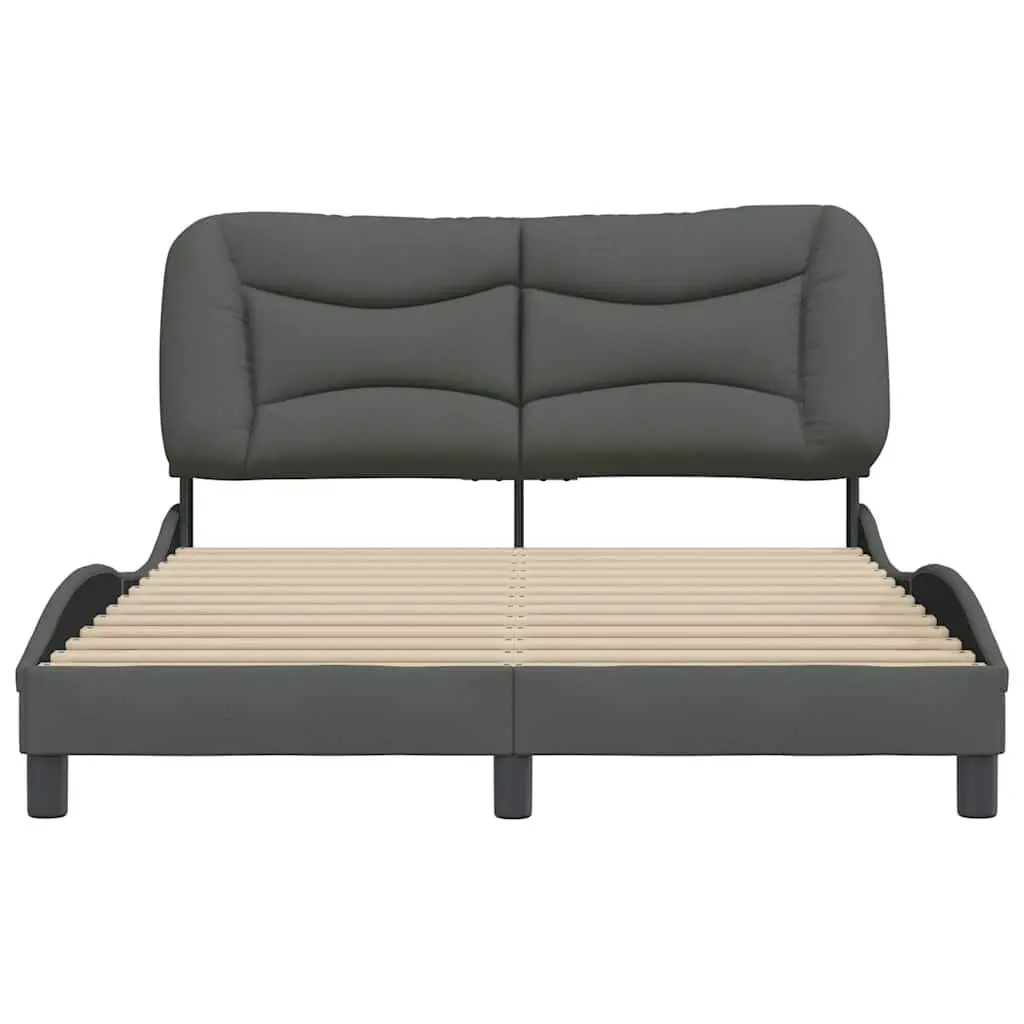 Grey Fabric Queen Bed Frame with Headboard