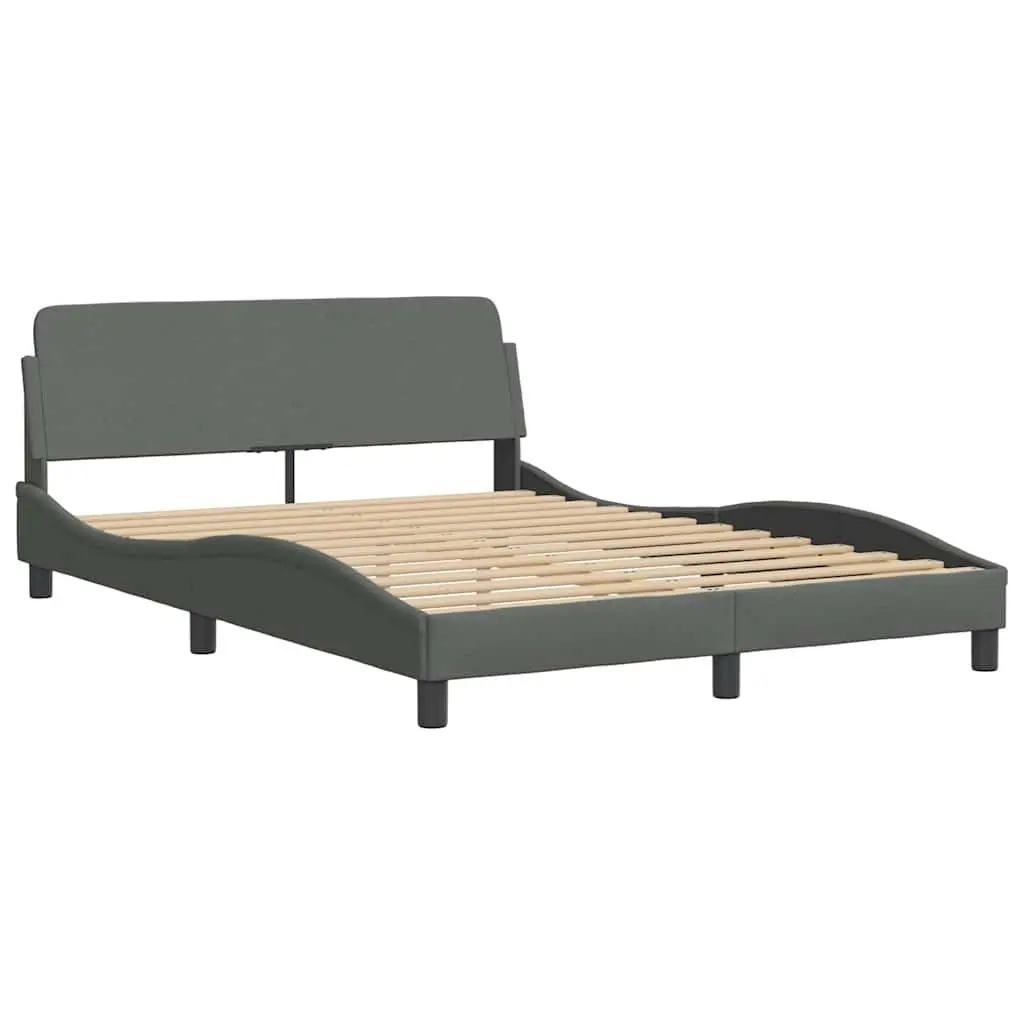 Grey Fabric Queen Bed Frame with Headboard