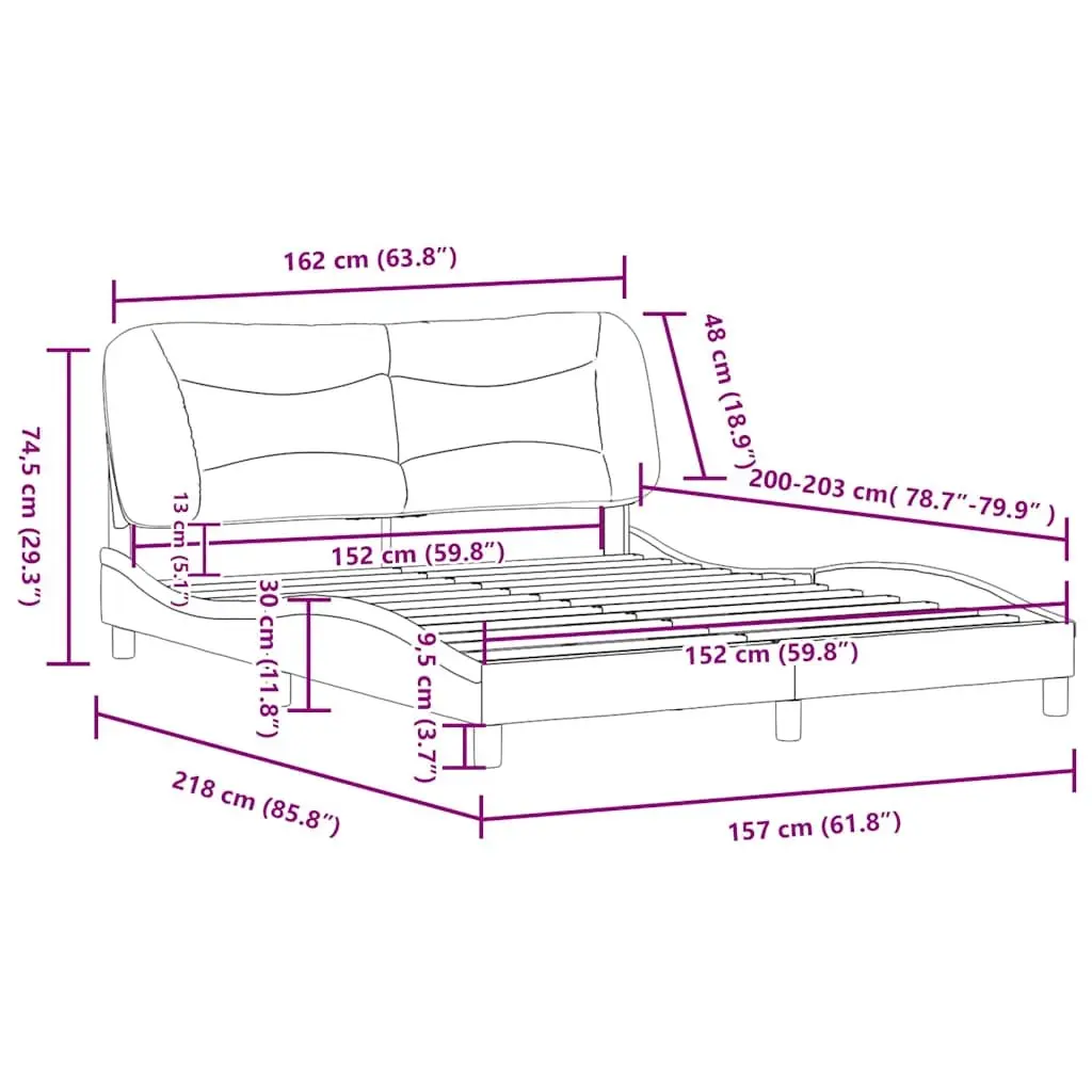 Black Fabric Queen Bed Frame with Cushioned Headboard