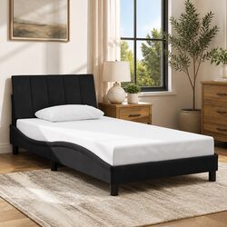 Stylish King Single Bed Frame with Velvet Headboard