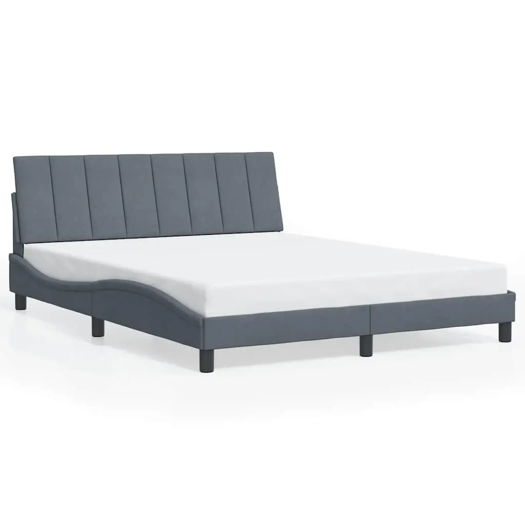 Velvet Upholstered Queen Bed Frame with Headboard