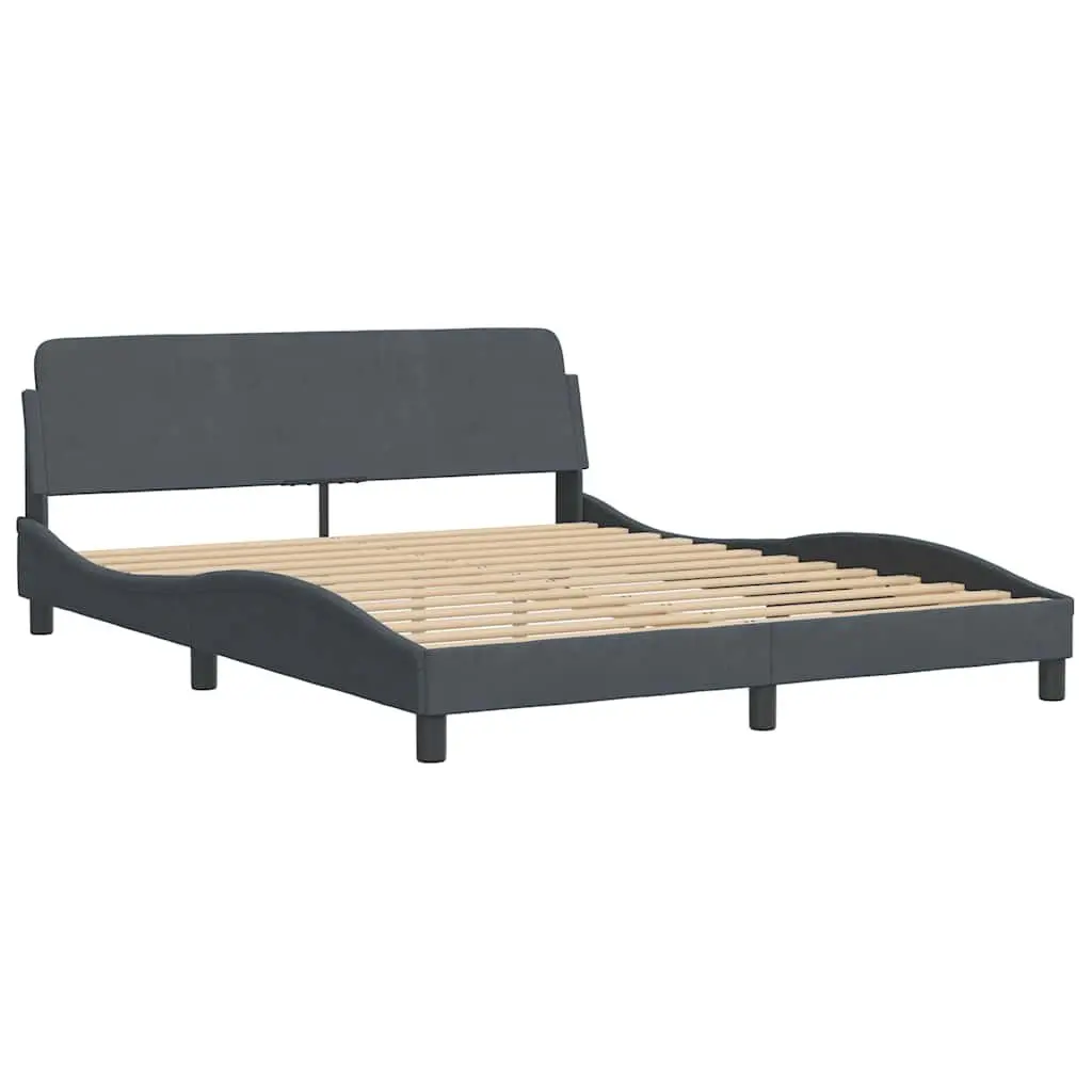 Velvet Upholstered Queen Bed Frame with Headboard