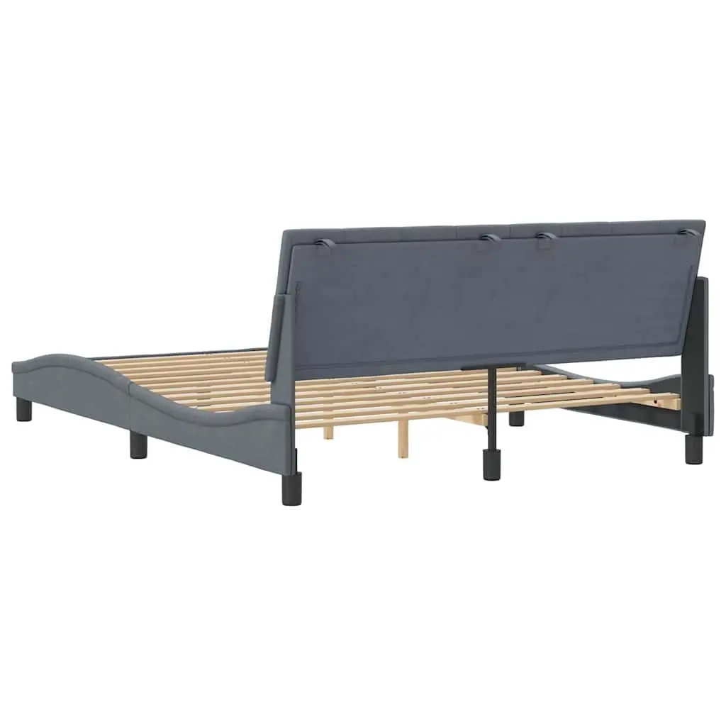 Velvet Upholstered Queen Bed Frame with Headboard