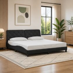 Black Velvet Upholstered Bed Frame 180x200 cm