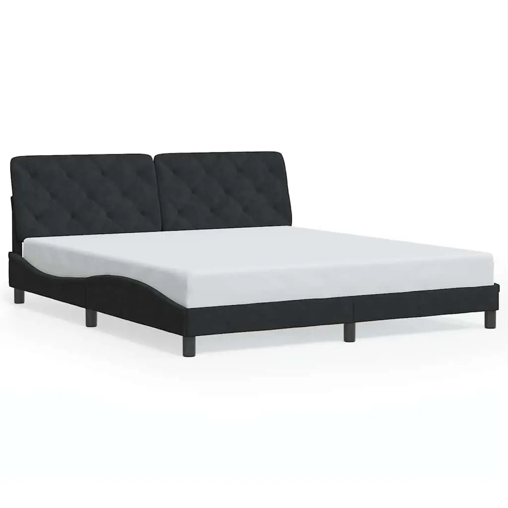 Black Velvet Upholstered Bed Frame 180x200 cm