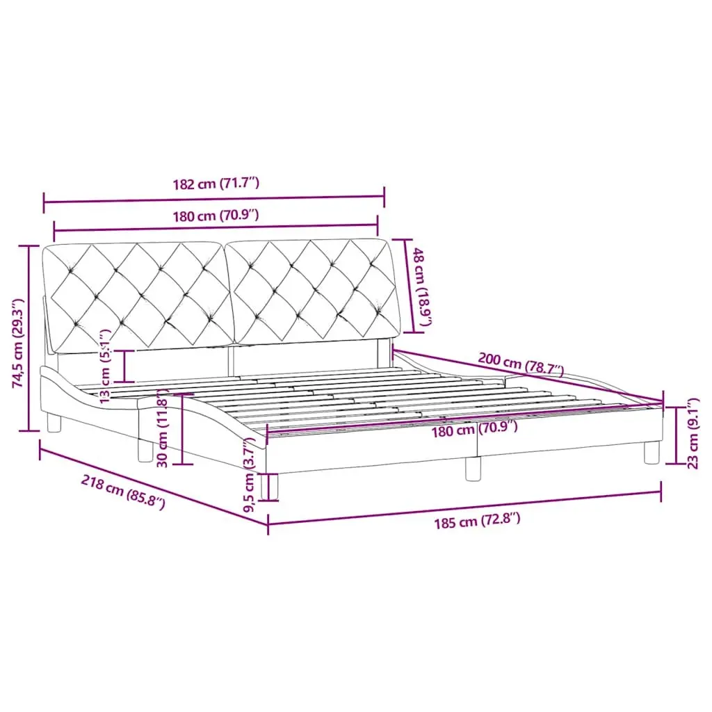 Black Velvet Upholstered Bed Frame 180x200 cm