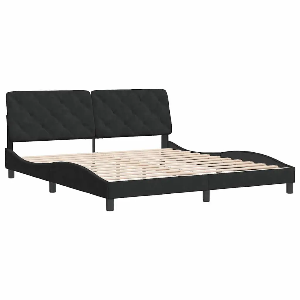 Black Velvet Upholstered Bed Frame 180x200 cm