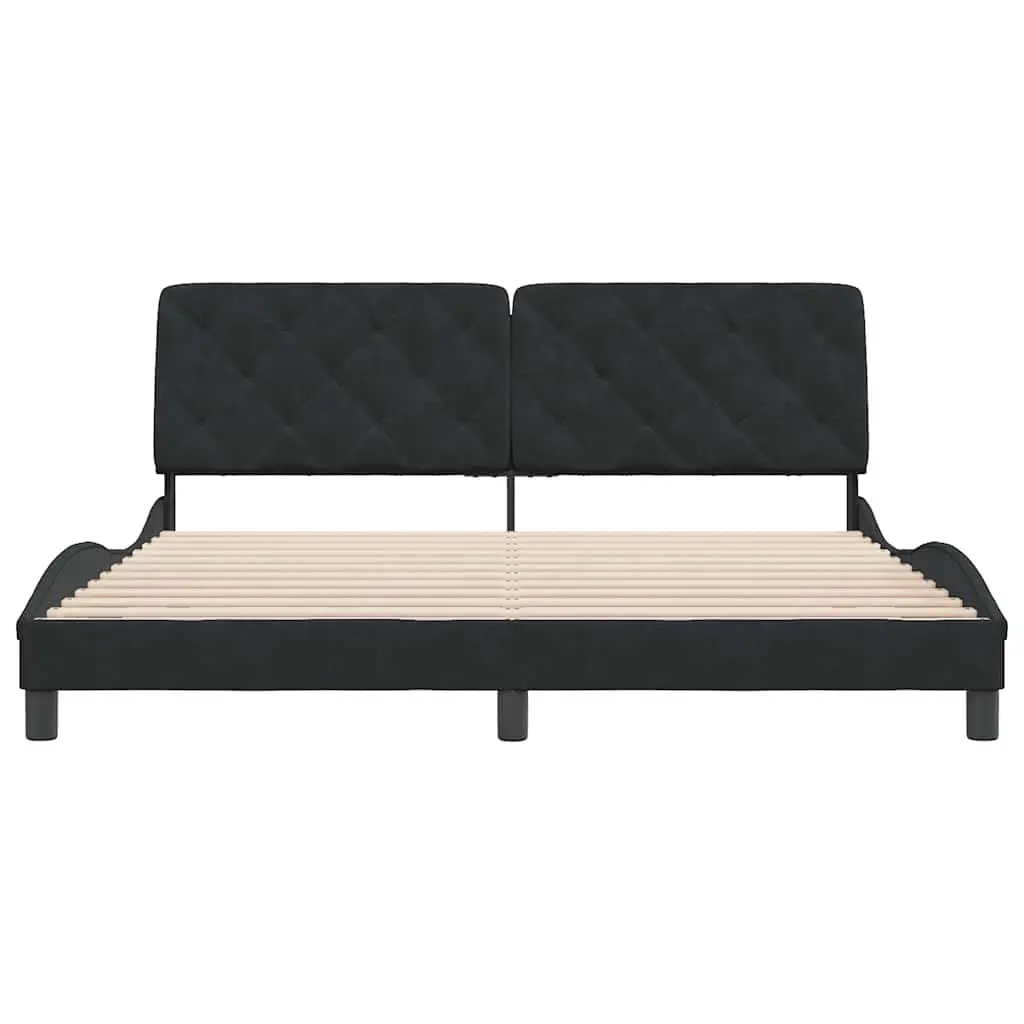 Black Velvet Upholstered Bed Frame 180x200 cm