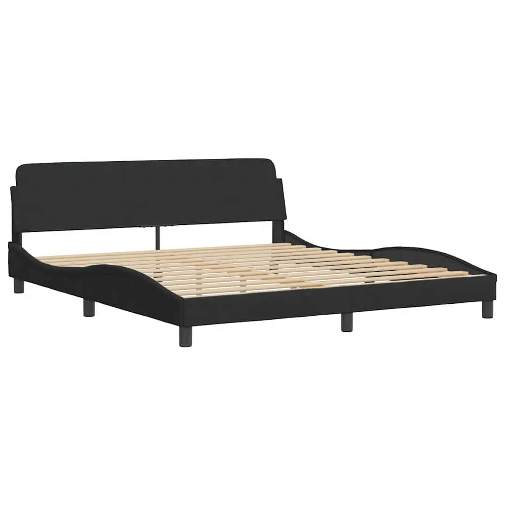 Black Velvet Upholstered Bed Frame 180x200 cm