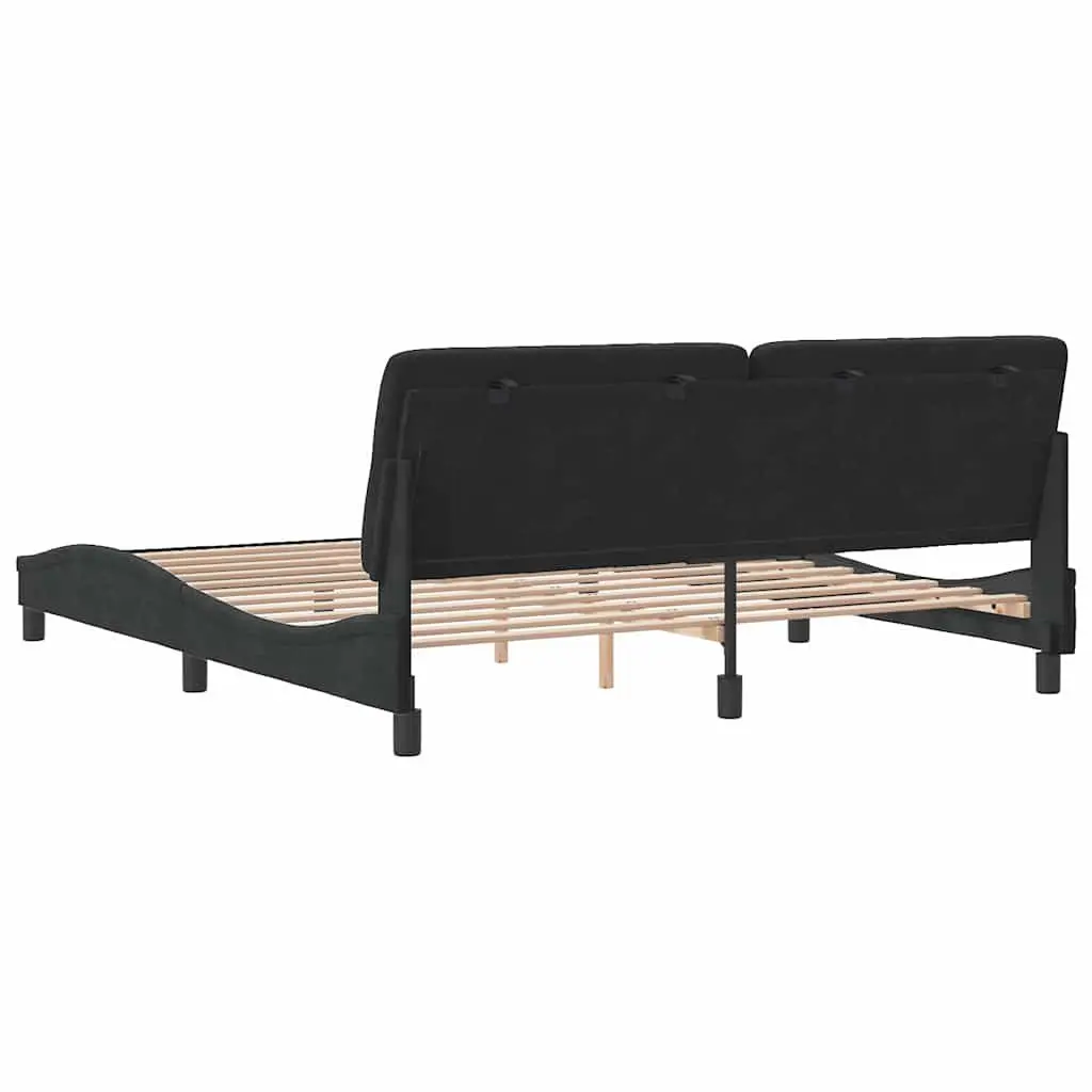 Black Velvet Upholstered Bed Frame 180x200 cm