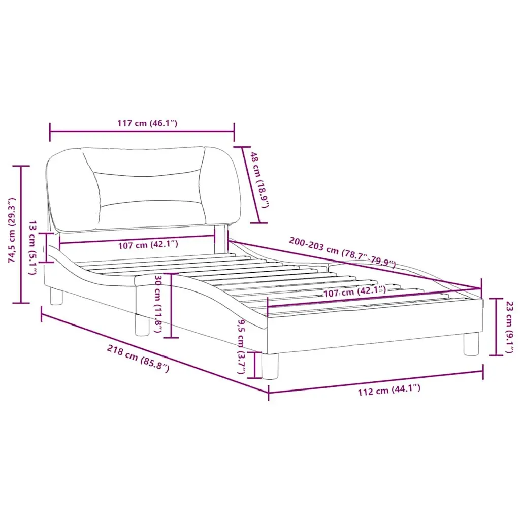 Black Faux Leather King Single Bed Frame with Cushioned Headboard