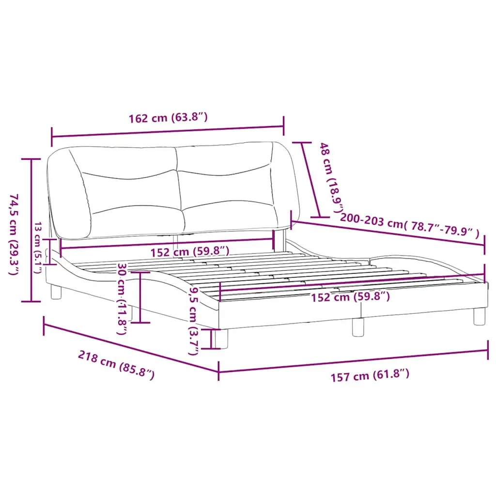 Queen Bed Frame Faux Leather 152 x 203 cm White