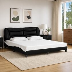 Durable King Bed Frame with Stylish Upholstered Headboard