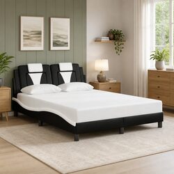 Stylish Black Faux Leather Double Bed Frame with Headboard