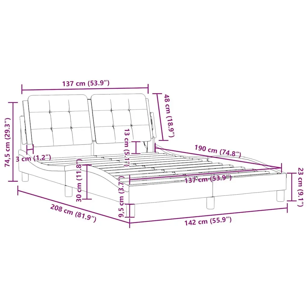 Black Fabric Bed Frame with Cushioned Headboard