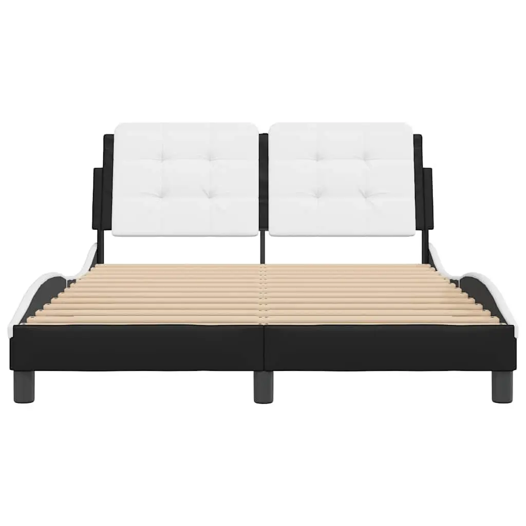 Black Fabric Bed Frame with Cushioned Headboard