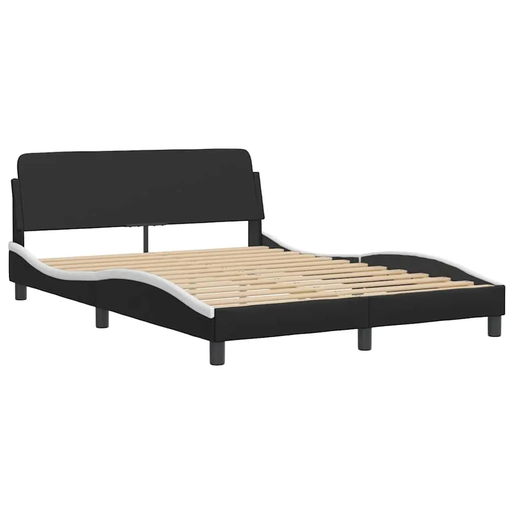 Black Fabric Bed Frame with Cushioned Headboard