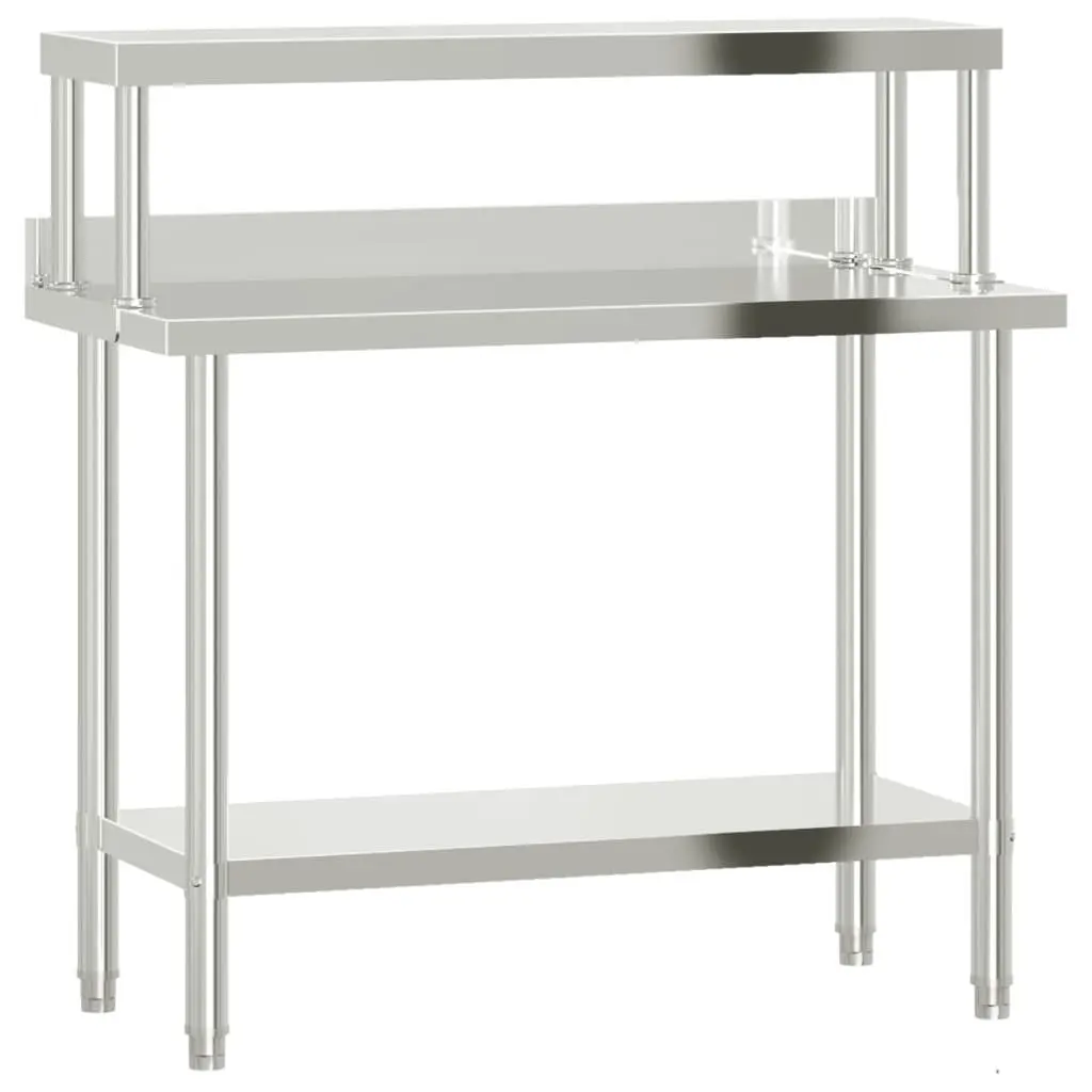 Stainless Steel Kitchen Work Table with Overshelf