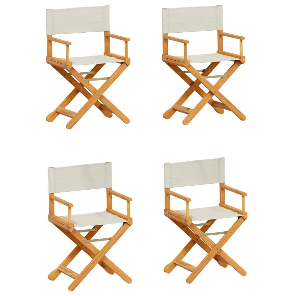 Folding Garden Chairs Acacia Wood Fabric Cream 4 Piece