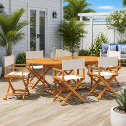 Set of 6 Lightweight Folding Garden Chairs in Cream