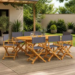 Durable Outdoor Folding Garden Chairs Set of 8 in Grey