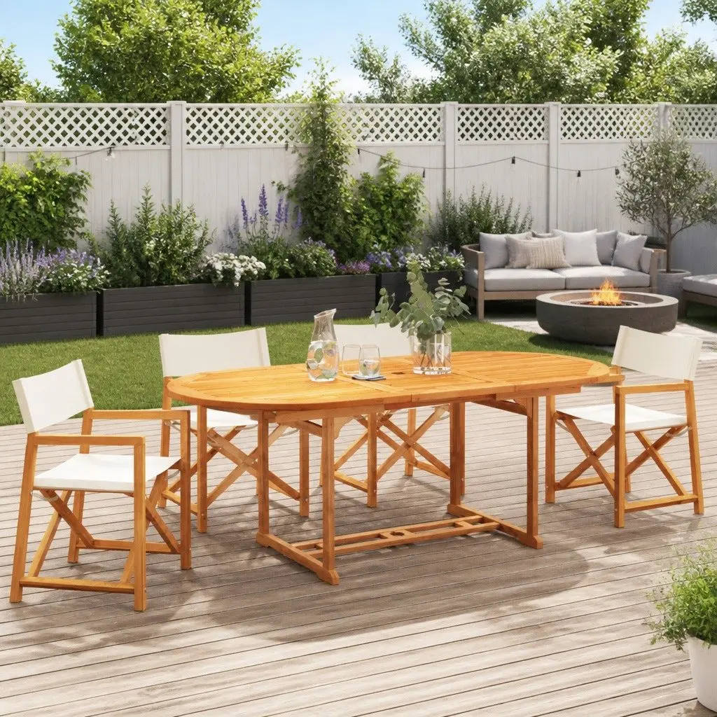 Folding Garden Chairs Set in Cream Fabric