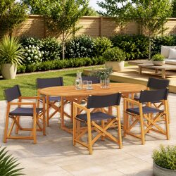 Sturdy Outdoor Folding Chairs Set of 6 in Grey Fabric