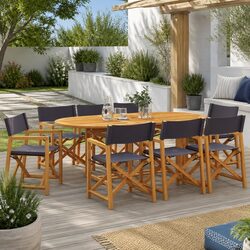 Set of 8 Dark Grey Folding Garden Chairs - Director Style