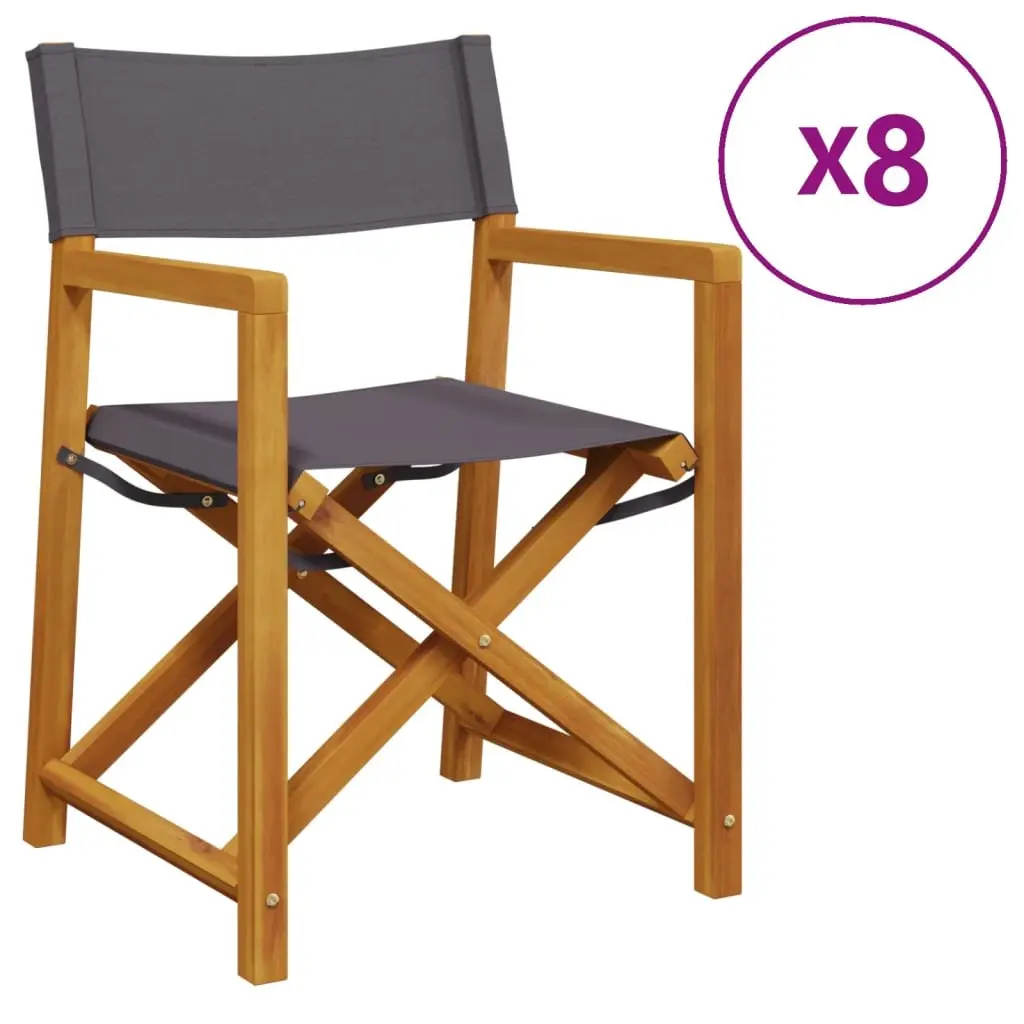 Outdoor Folding Garden Chairs Set of 8 Dark Grey Fabric Director Style Camping