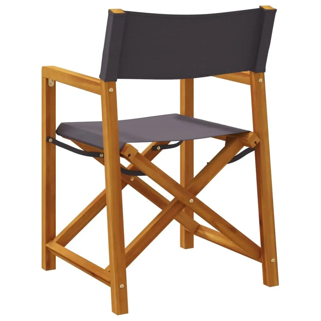 Outdoor Folding Garden Chairs Set of 8 Dark Grey Fabric Director Style Camping