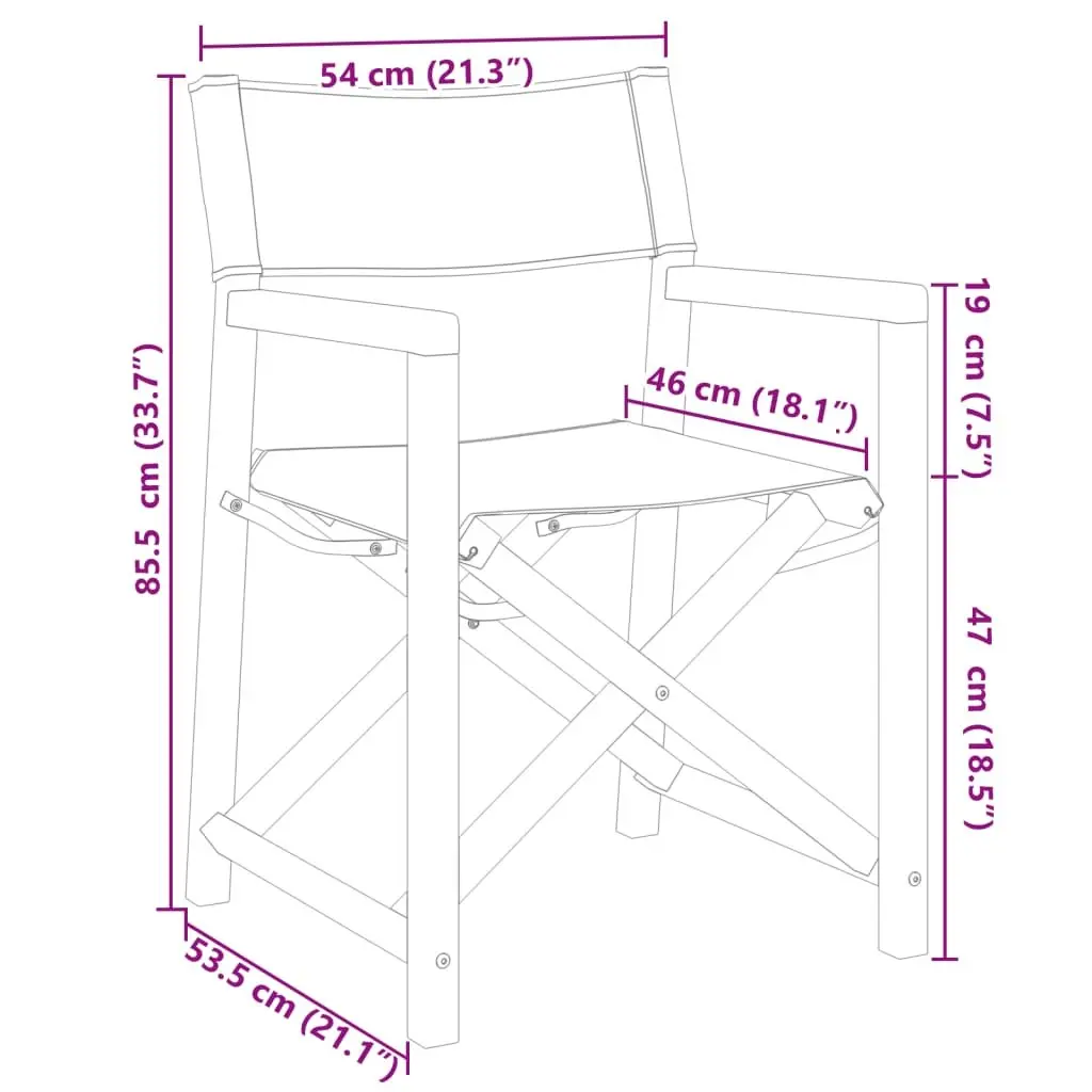 Outdoor Folding Garden Chairs Set of 8 Dark Grey Fabric Director Style Camping