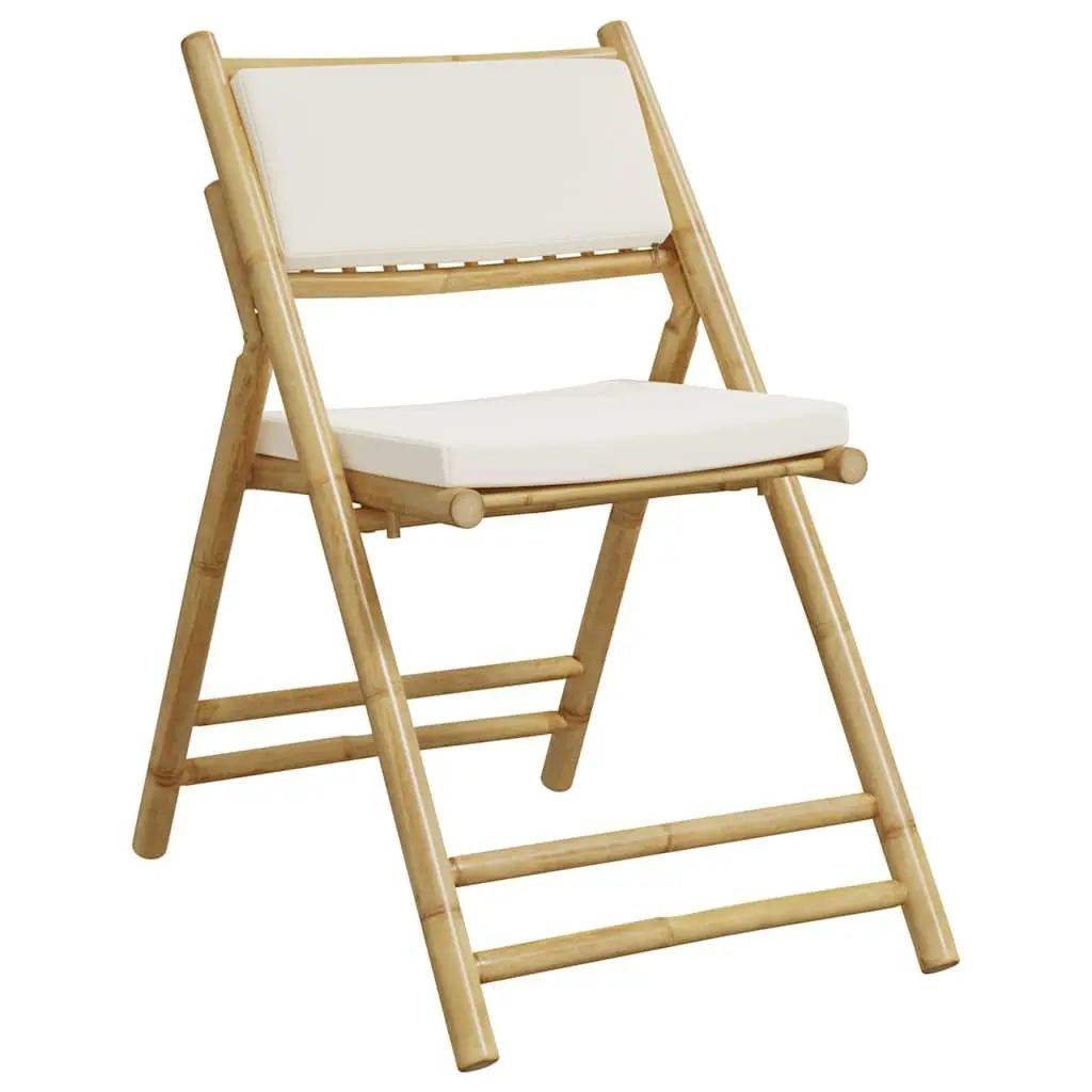 Bamboo Folding Bistro Set with Cushions for Outdoor Use