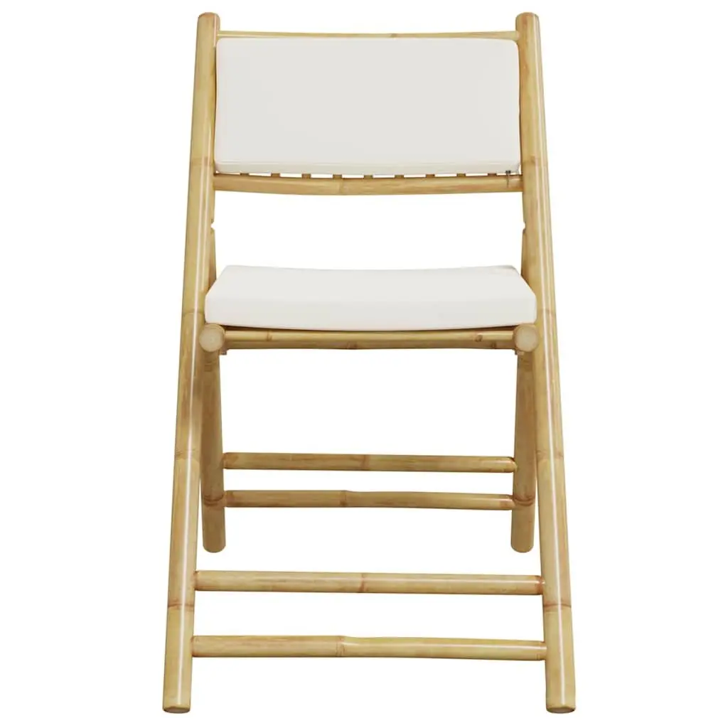 Bamboo Folding Bistro Set with Cushions for Outdoor Use