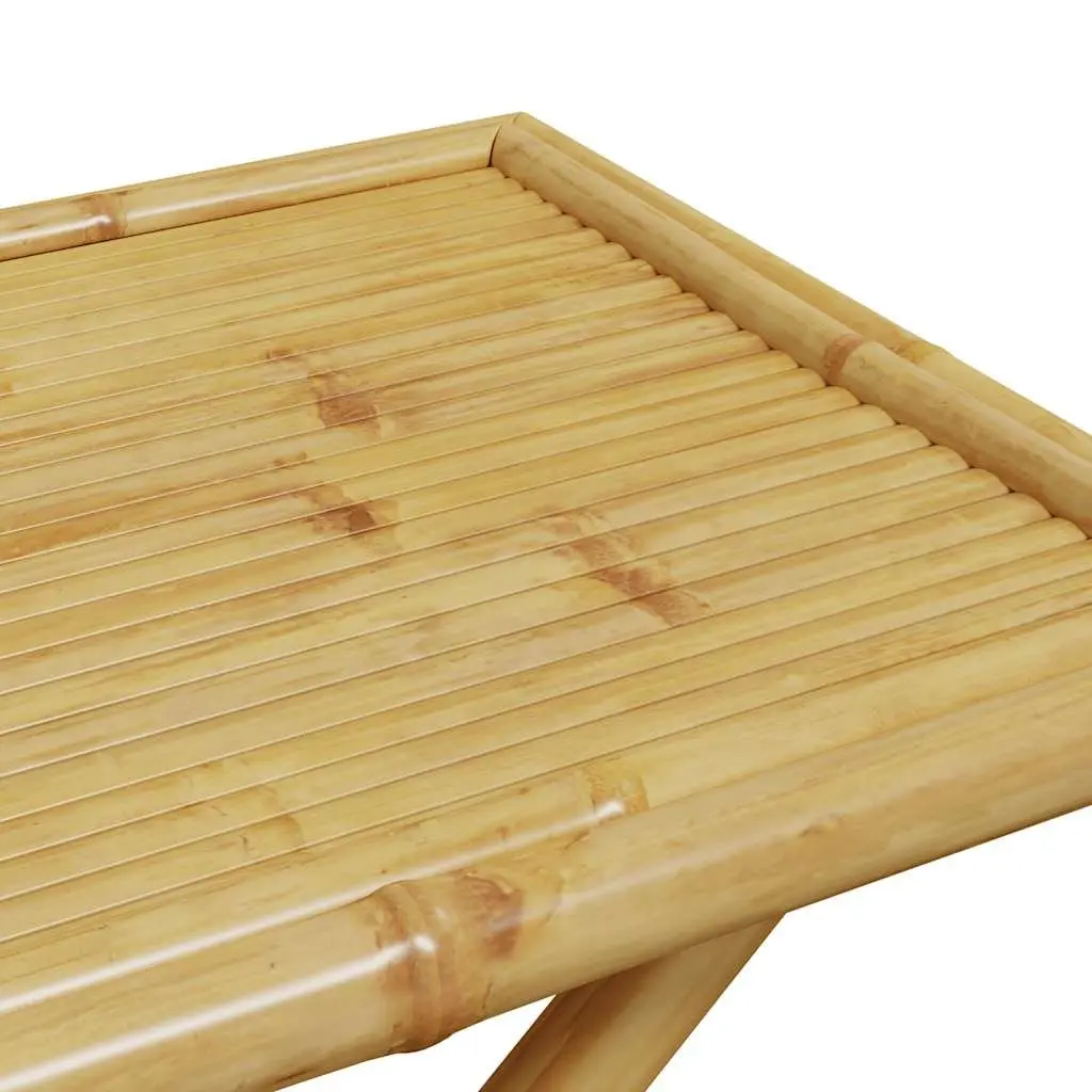Bistro Set Bamboo 5 Piece Folding Garden Furniture with Cushions Brown
