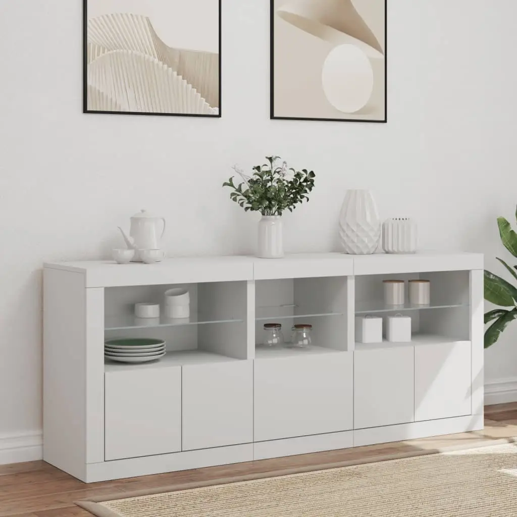 White Sideboard with RGB LED Lights 162x37x67cm