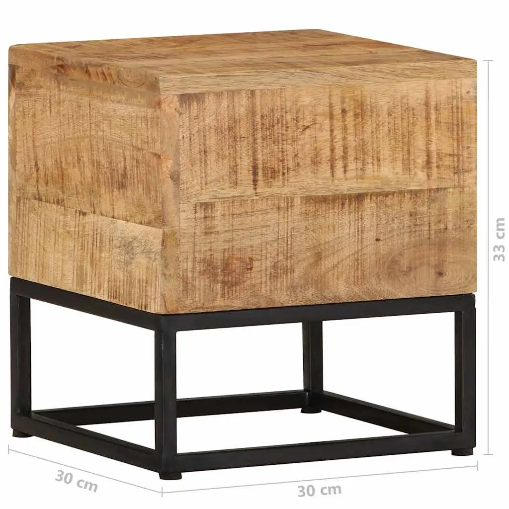 End Table Rough Mango Wood 30x30x33 cm Brown