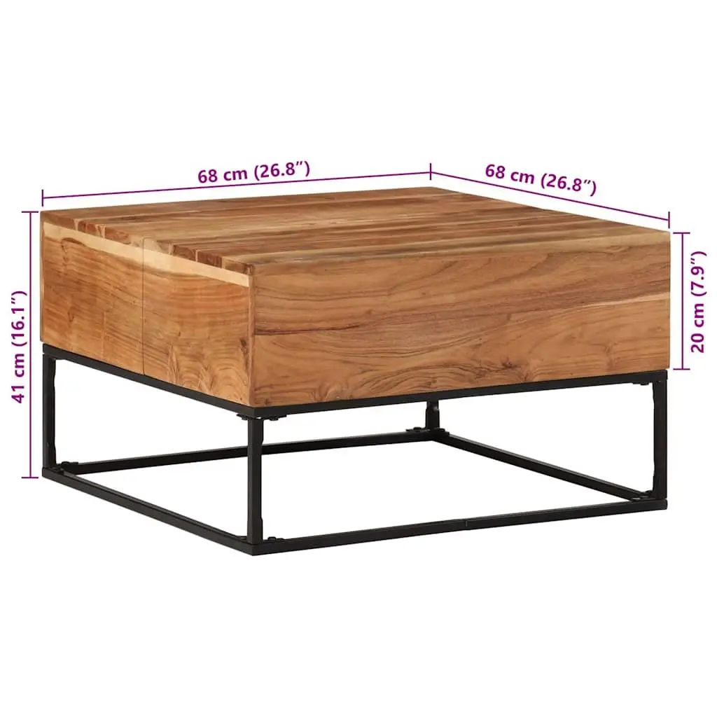 Solid Acacia Wood Coffee Table 68x68x41cm Brown