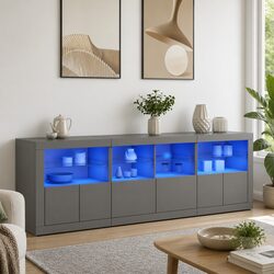 Contemporary White Sideboard Cabinet with RGB LED Lights